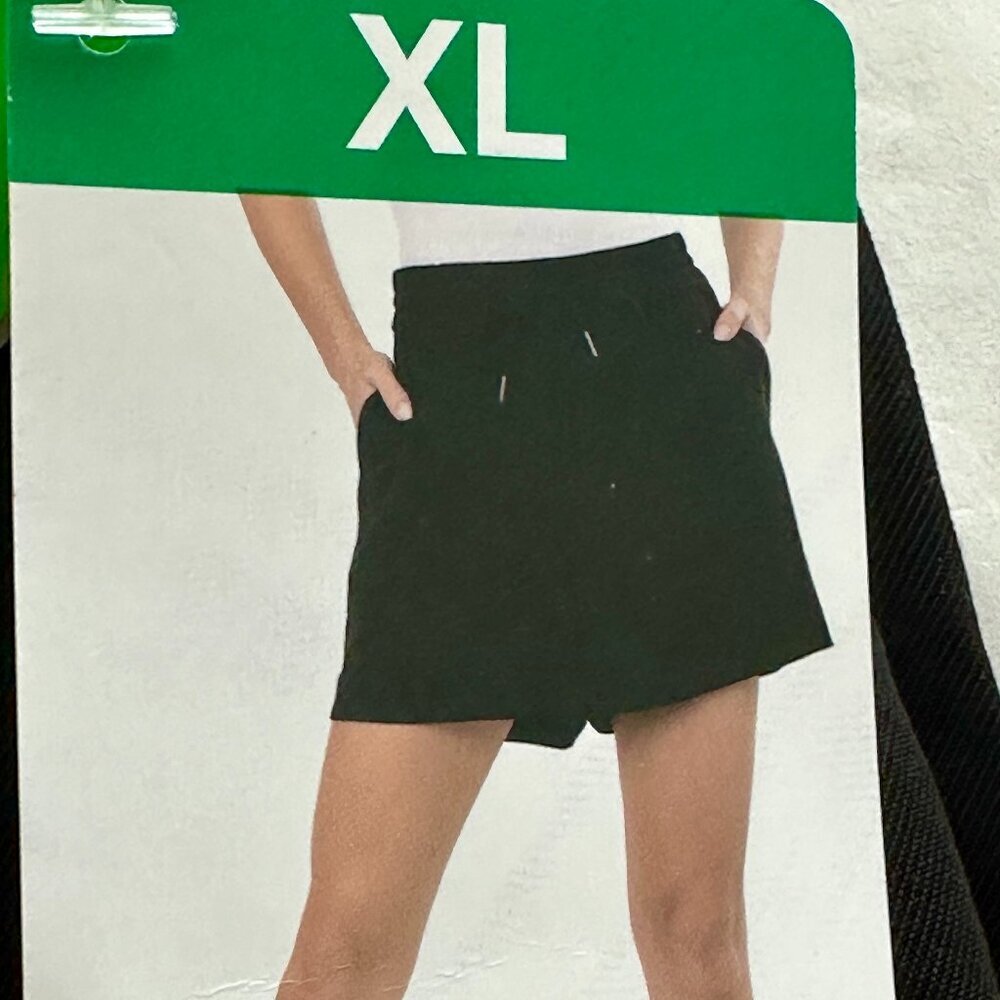 Kersh Women's Twill Shorts Size XL Black EcoVero Dressy Activewear Coastal (NEW)